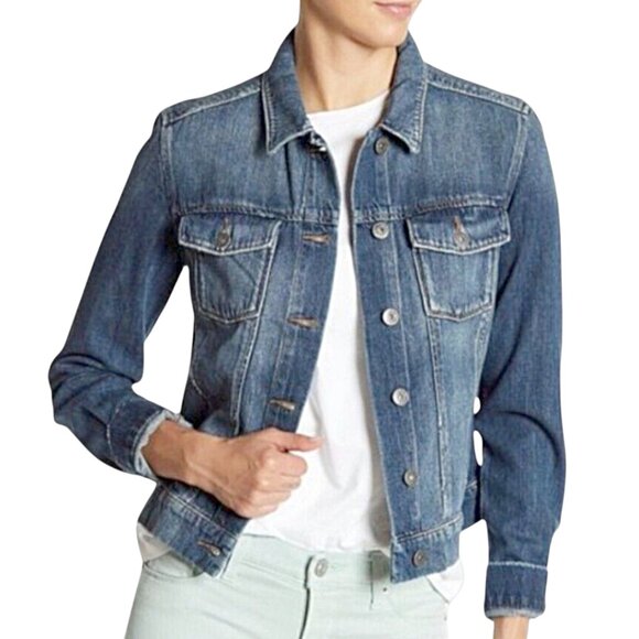 PAIGE Jackets & Blazers - PAIGE AVELINE DISTRESSED DENIM JACKET FALL SOFT CHIC MEDIUM